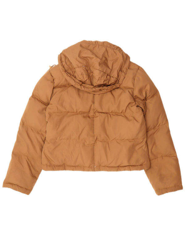 Phard Damen Crop Hooded Wattierte Jacke UK 16 Large Braun Polyester