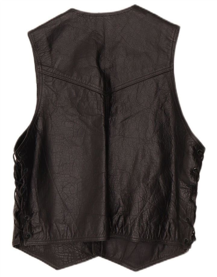 Vintage Herren Western Lederweste Klein Schwarz