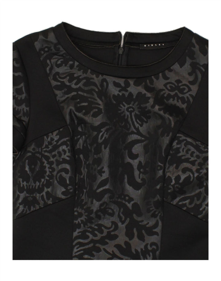 SISLEY Womens Sheath Dress UK 12 Medium Black Floral Vintage Sisley and Second-Hand Sisley from Messina Hembry 