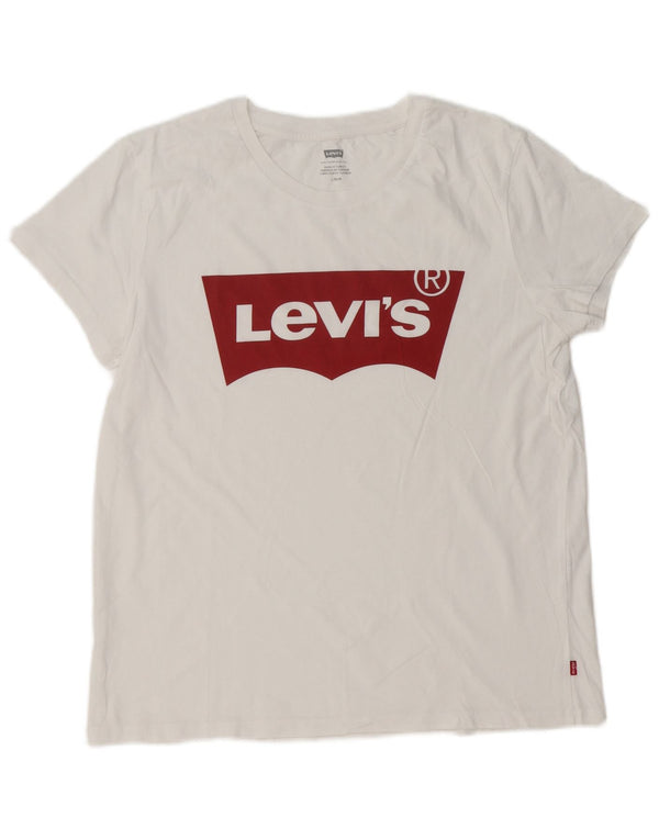 Levi's Damen Grafik-T-Shirt-Oberteil UK 16 Large Weiß