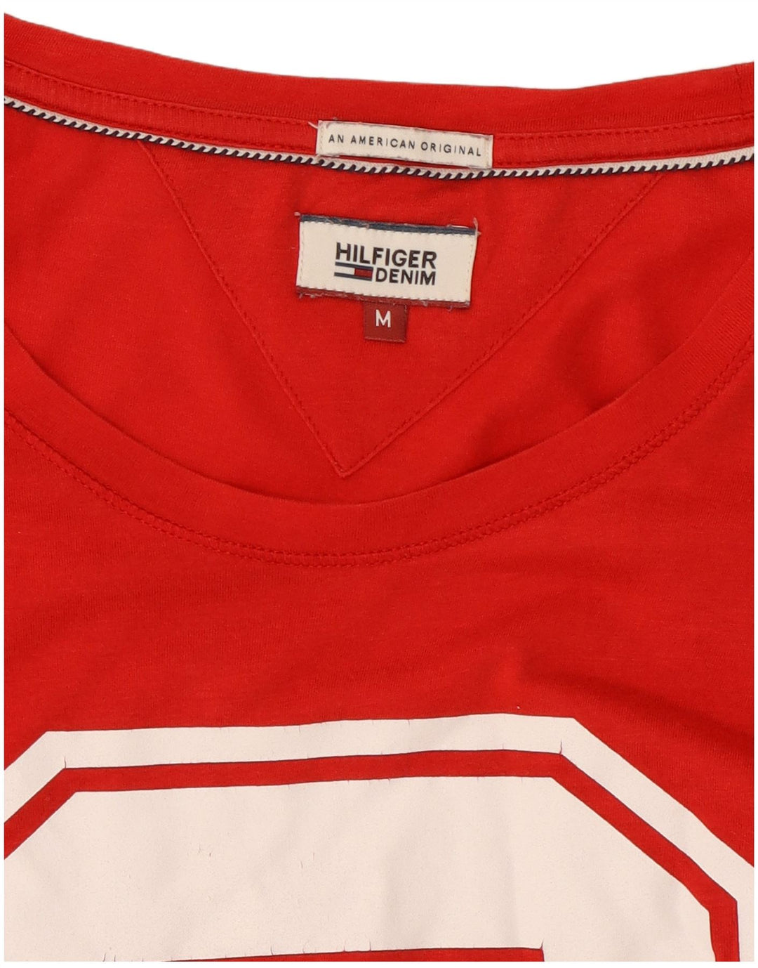 Tommy Hilfiger Herren-T-Shirt mit Grafik, mittelrote Baumwolle