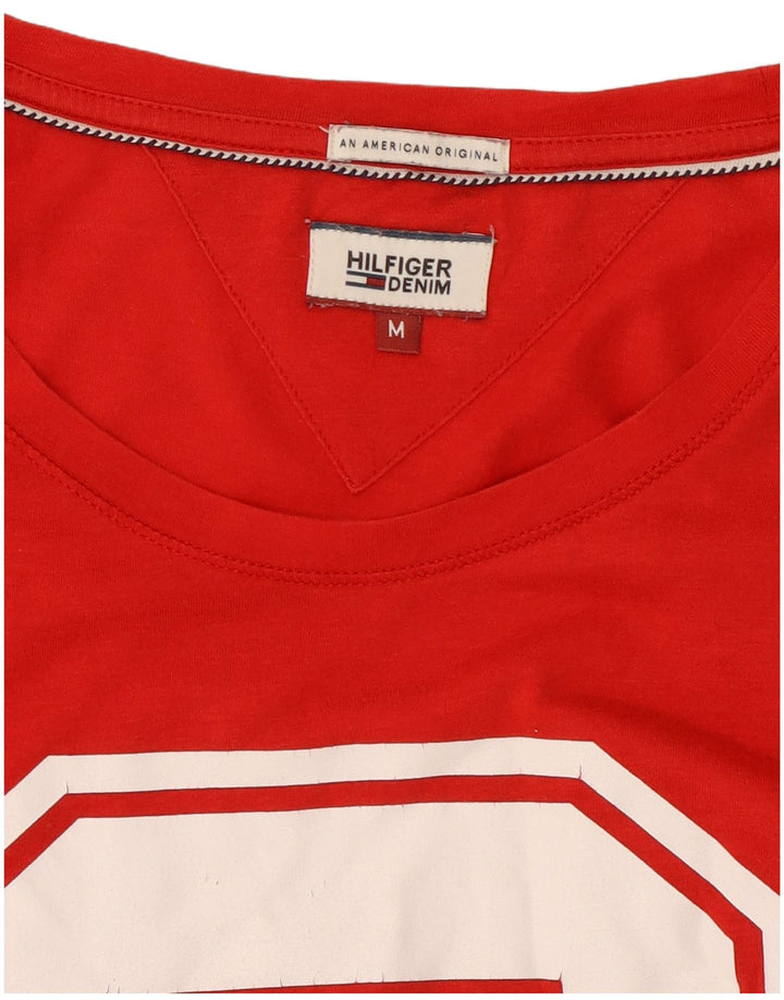 Tommy Hilfiger Herren-T-Shirt mit Grafik, mittelrote Baumwolle