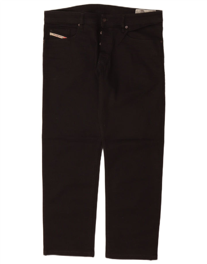 Diesel Herren Straight Jeans W34 L29 Schwarze Baumwolle