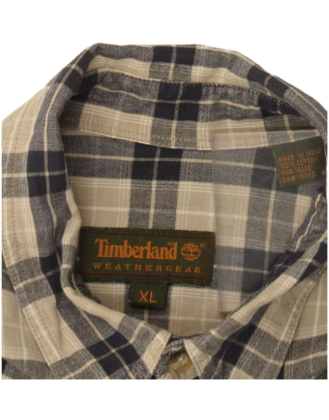 Timberland Herren Flanellhemd XL Beige Karo Baumwolle