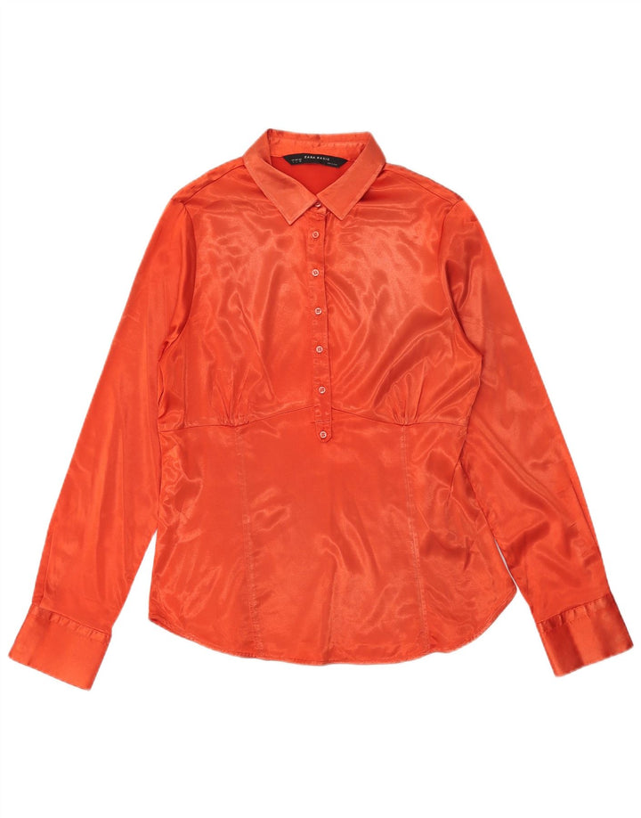 Zara Damen Pullover-Hemd UK 14 Large Orange