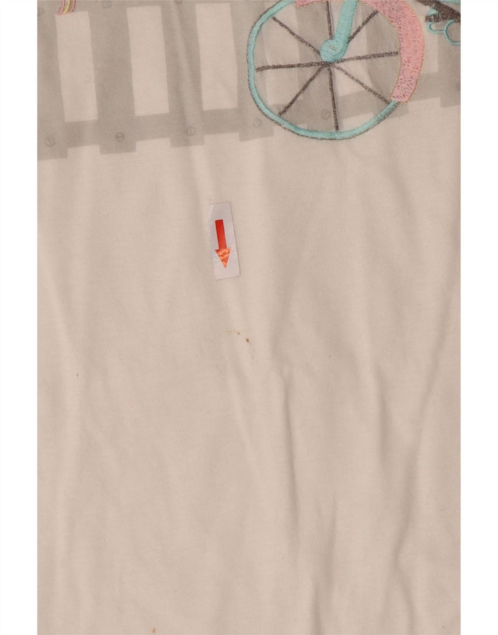 Vintage Damen Grafik T-Shirt Top IT 44 Mittelweiße Baumwolle