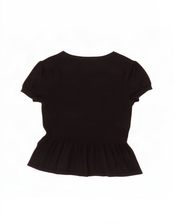 Marks & Spencer Damen Kurzarm-Hemdbluse UK 16 Large Schwarze Viskose