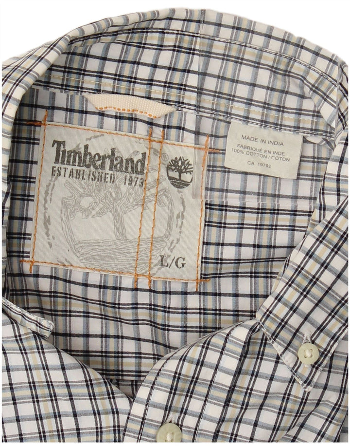 Timberland Herren-Hemd, groß, weiß kariert, Baumwolle