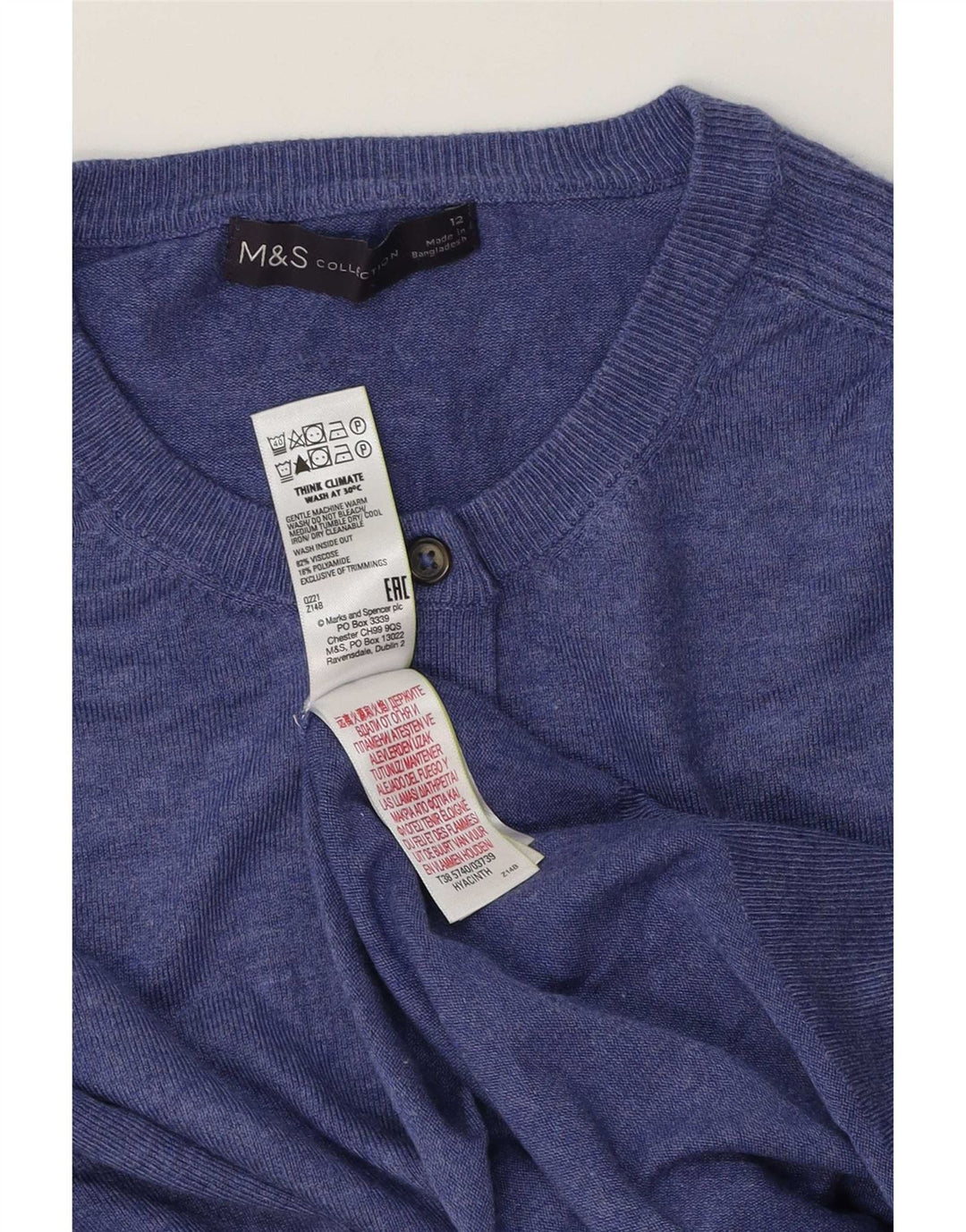 Marks & Spencer Damen-Cardigan-Pullover UK 12 Mittelblaue Viskose
