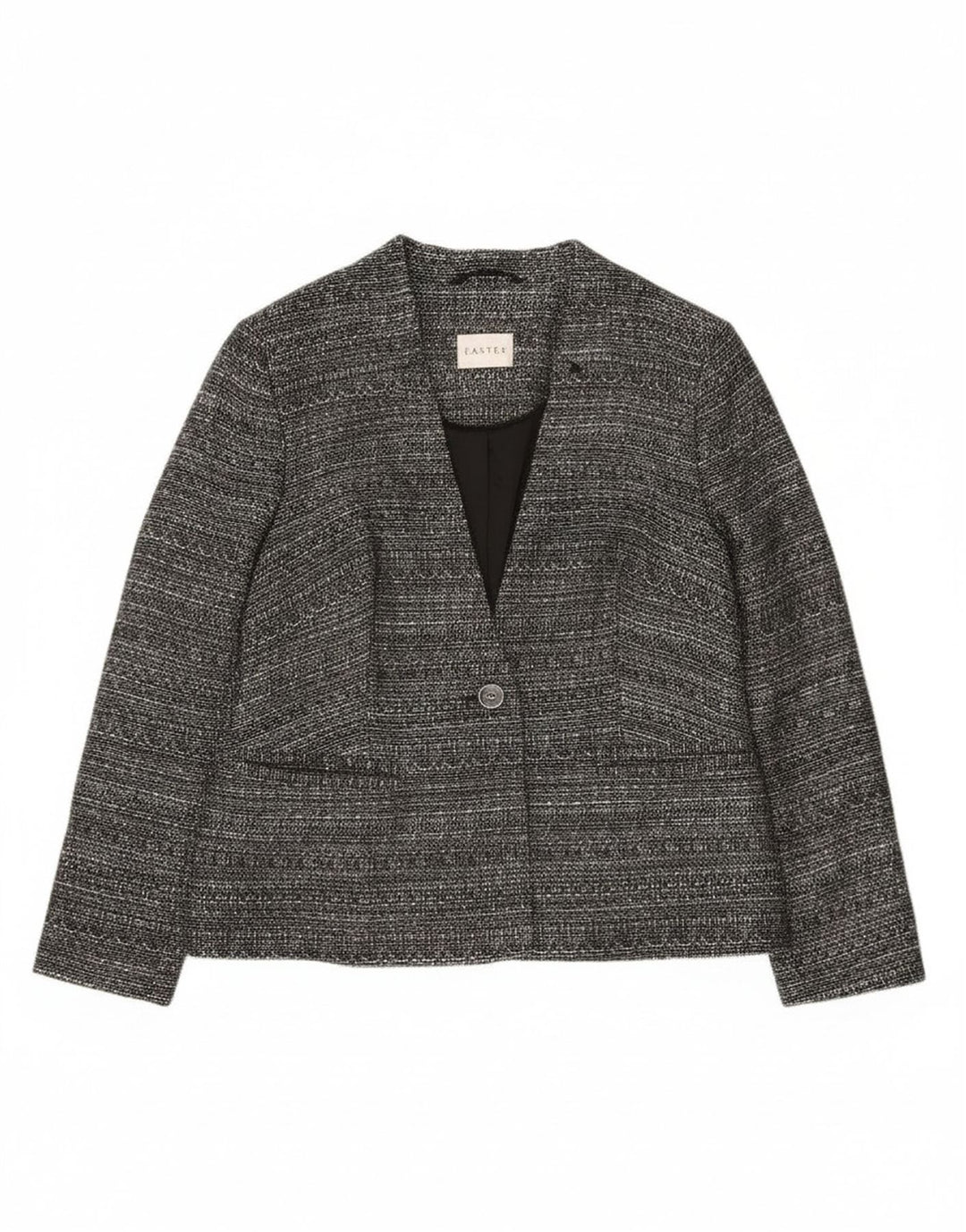 Eastex Damen-Blazerjacke mit 1 Knopf, UK 12, Mittelgrau geflecktes Polyester
