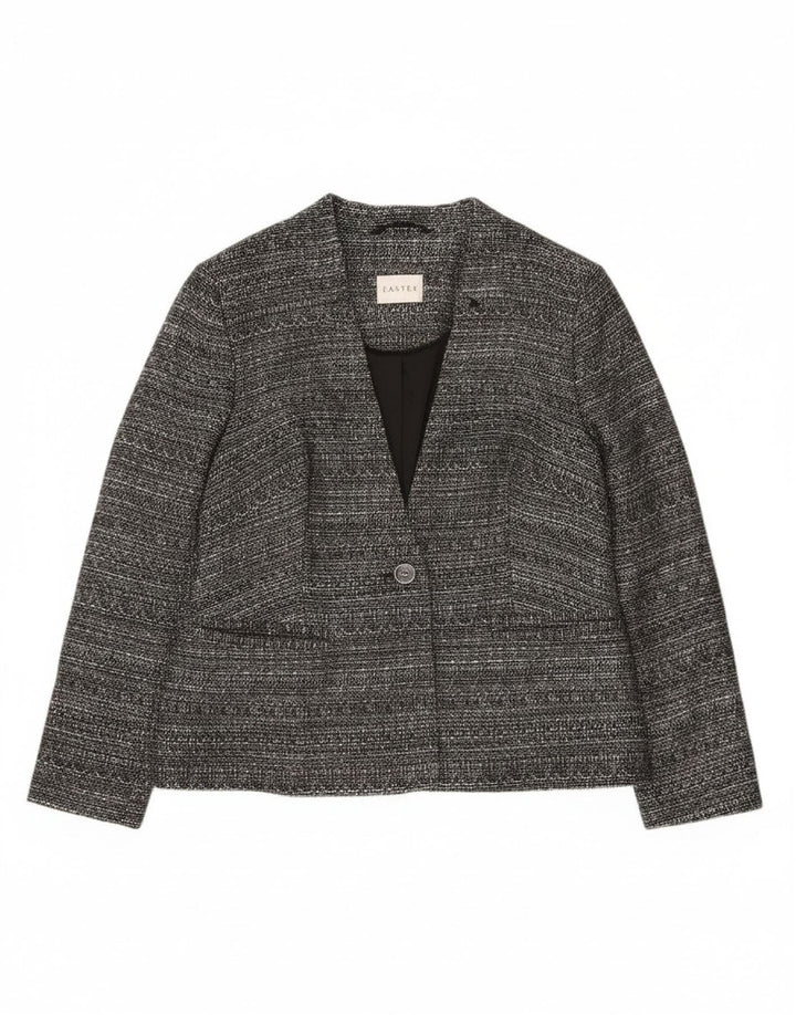 Eastex Damen-Blazerjacke mit 1 Knopf, UK 12, Mittelgrau geflecktes Polyester