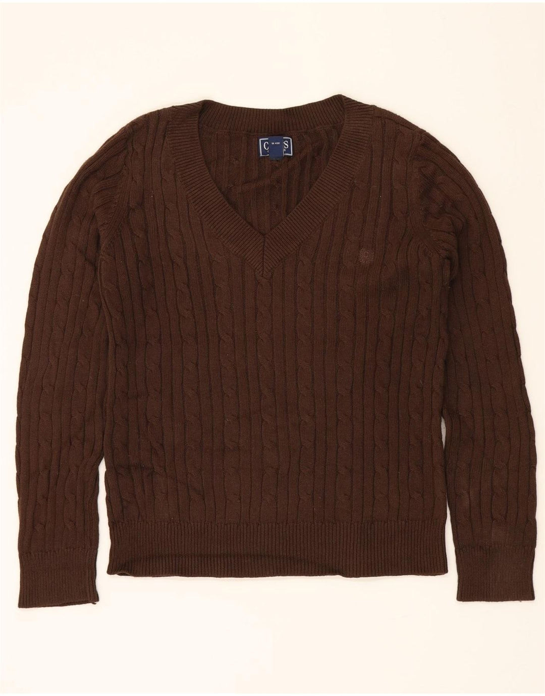 CHAPS Womens Classics V-Neck Jumper Sweater UK 16 Large Brown Cotton Vintage Chaps and Second-Hand Chaps from Messina Hembry 