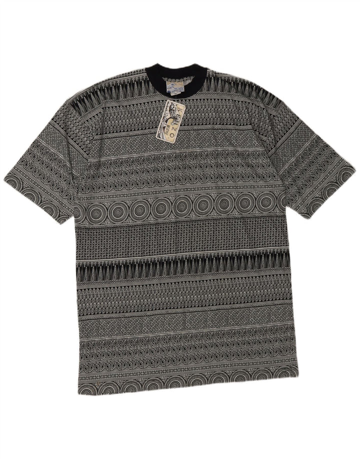 Kenzo Herren-T-Shirt mit abstraktem Muster, 2XL, grau, geometrisch, Baumwolle, Designer