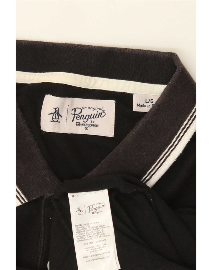 Penguin Herren-Poloshirt, groß, aus schwarzer Baumwolle