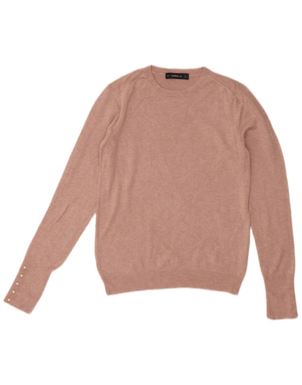 Zara Damen-Pullover mit Rundhalsausschnitt, Gr. 12, mittelrosa Viskose