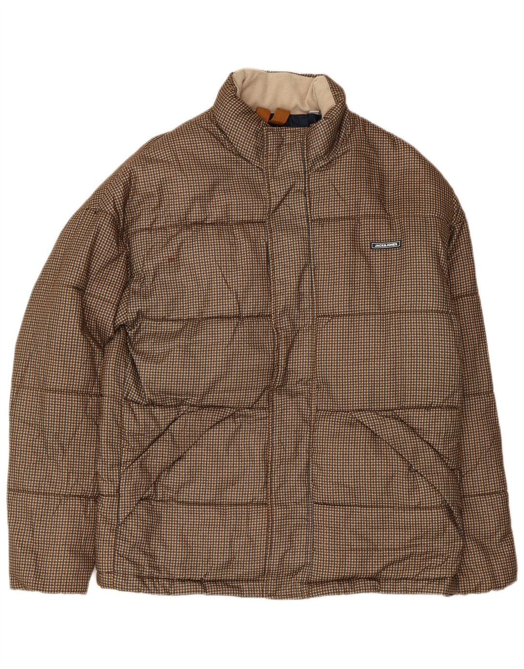 Jack & Jones Herren Wattierte Jacke UK 36 Small Brown Check Polyester
