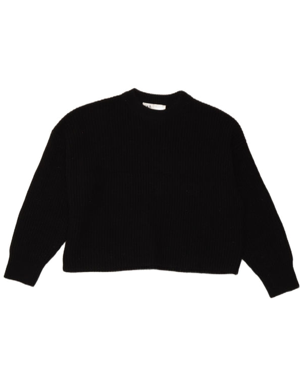 Zara Damen Crop-Oversize-Pullover mit Rundhalsausschnitt, Gr. 10, Größe S, Schwarz