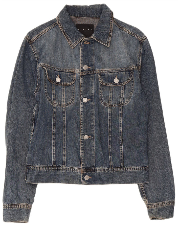 SISLEY Damen Jeansjacke UK 10 Small Blaue Baumwolle