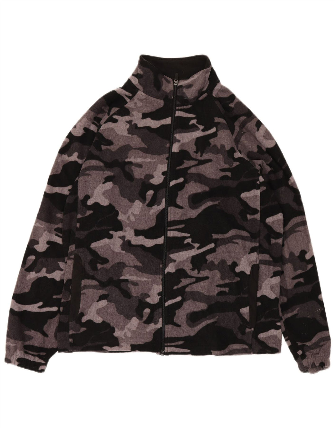 STARTER Herren-Fleecejacke, UK 42/44, großes graues Camouflage-Polyester