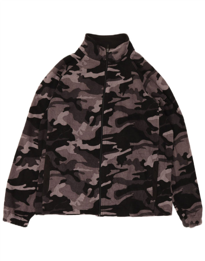 STARTER Herren-Fleecejacke, UK 42/44, großes graues Camouflage-Polyester