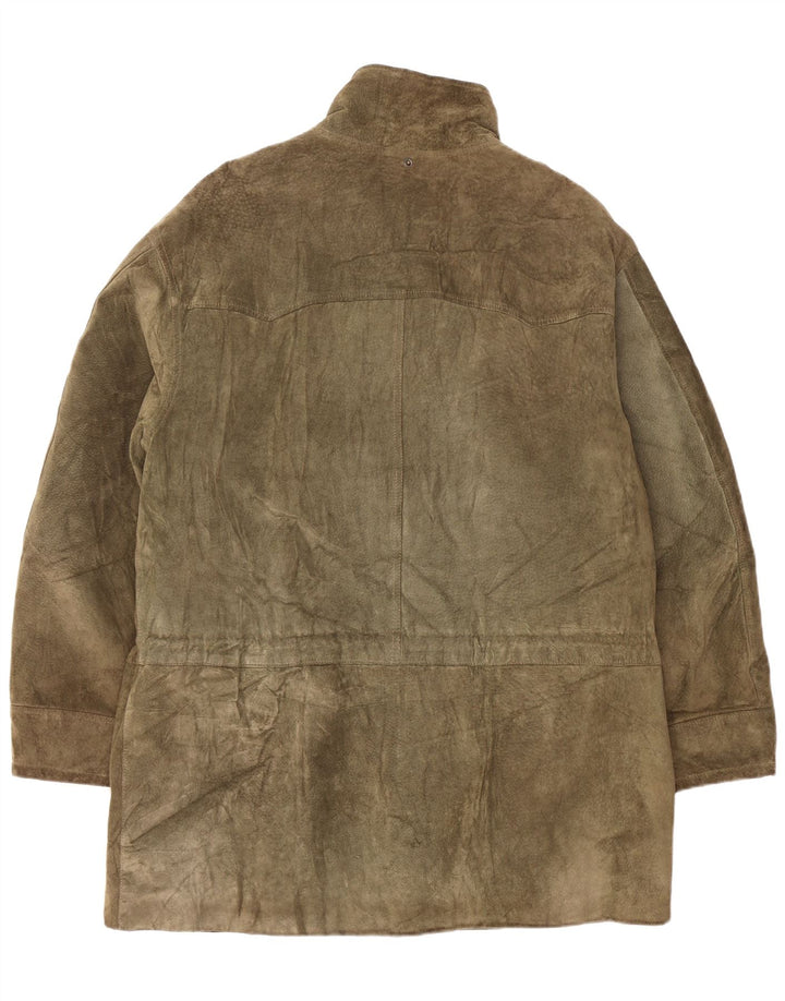 Vintage Damen Wildleder Dufflecoat UK 42 XL Khaki