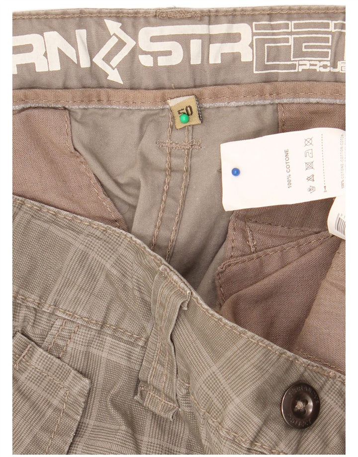 Vintage Herren Cargo Shorts IT 50 Groß W36 Khaki Karo Baumwolle