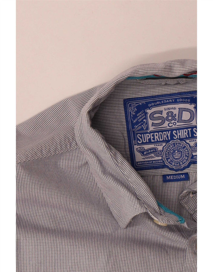 Superdry Herrenhemd aus mittelgrauer Gingham-Baumwolle