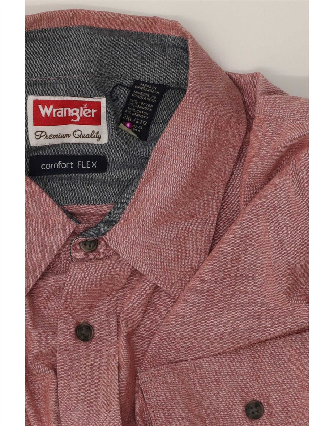 Wrangler Herren Kurzarmhemd 2XL Rosa Baumwolle