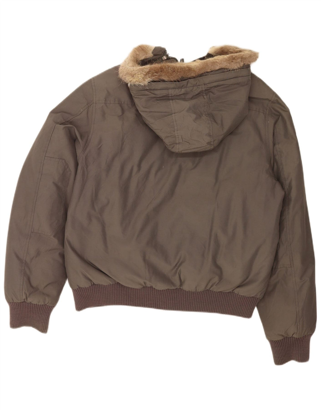 Woolrich Herren-Bomberjacke mit Kapuze, gepolstert, UK 40, große graue Baumwolle