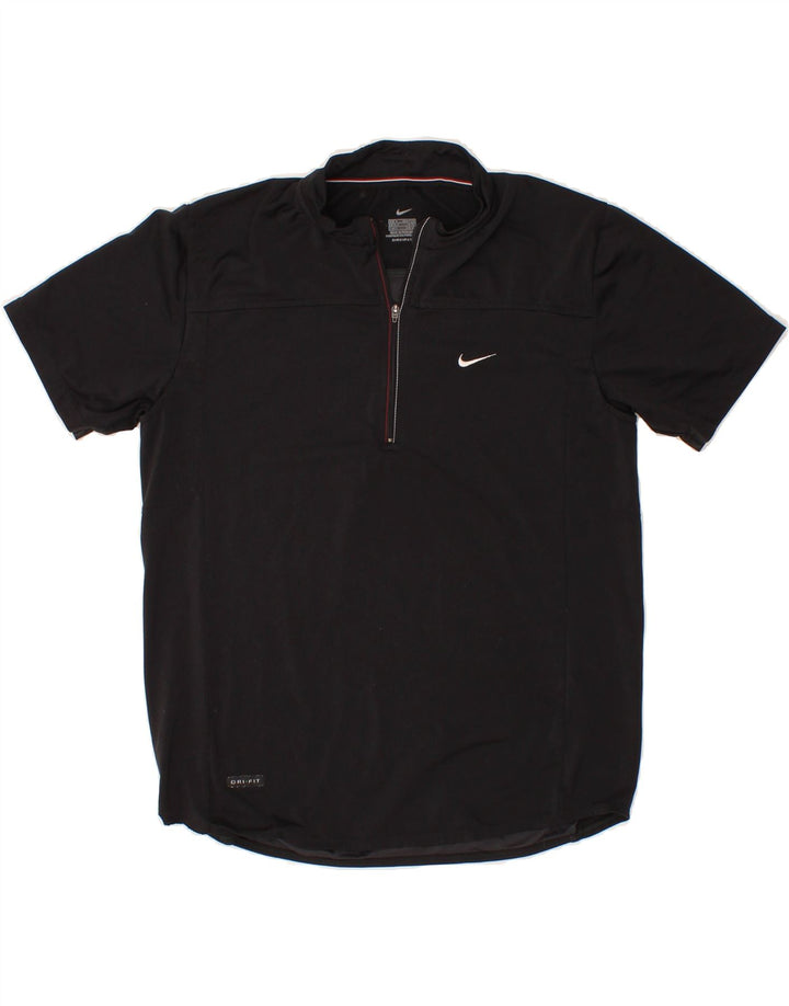 NIKE Womens Dri Fit Short Sleeve Pullover Tracksuit Top UK 14 Medium Black Vintage Nike and Second-Hand Nike from Messina Hembry 