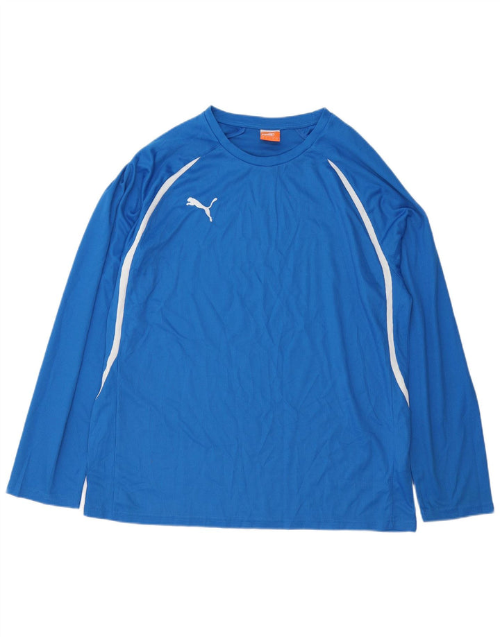 Puma Herren-Top, langärmelig, groß, blau gestreift, Polyester