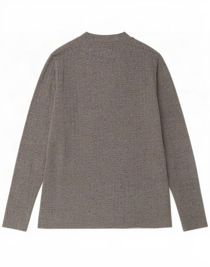 Marks & Spencer Damen Top Langarm UK 14 Large Grau geflecktes Polyester