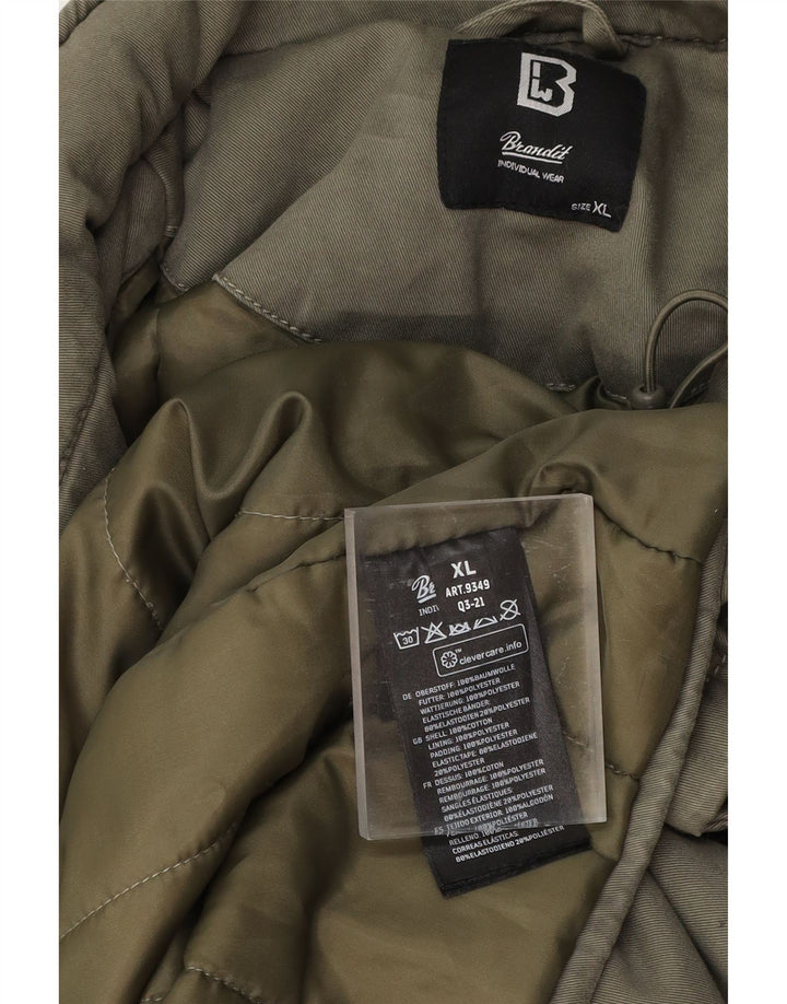 BRANDIT Herren-Militärjacke mit grafischer Kapuze, UK 42, XL, Khaki, Baumwolle