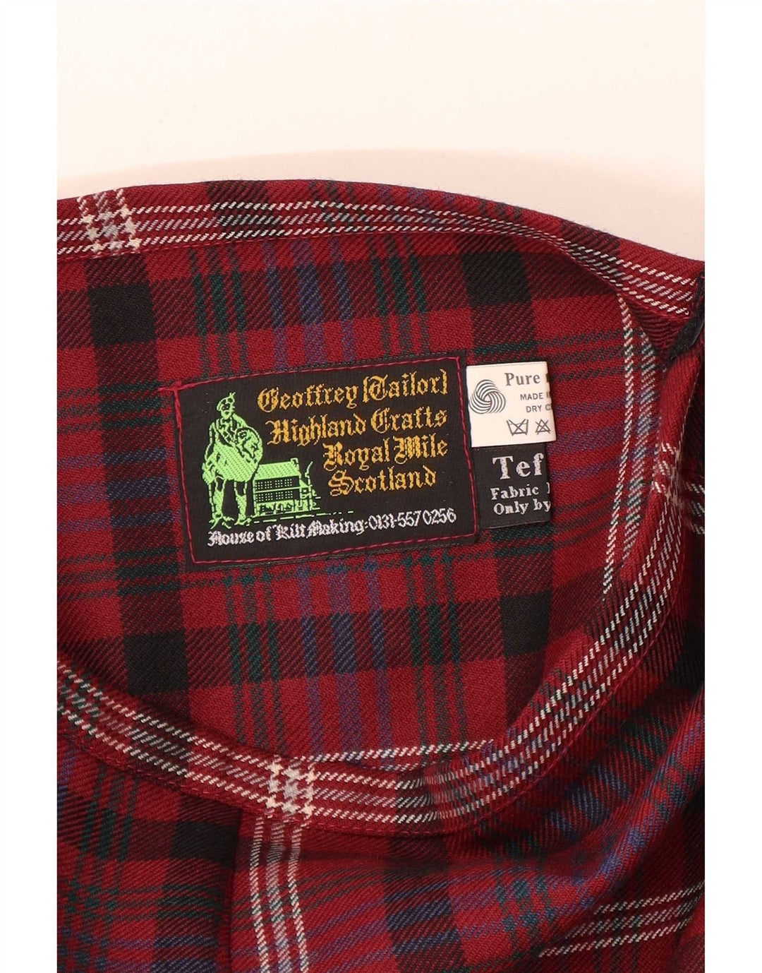Vintage Damen Faltenwickelrock W30 Mittelrot karierte Wolle