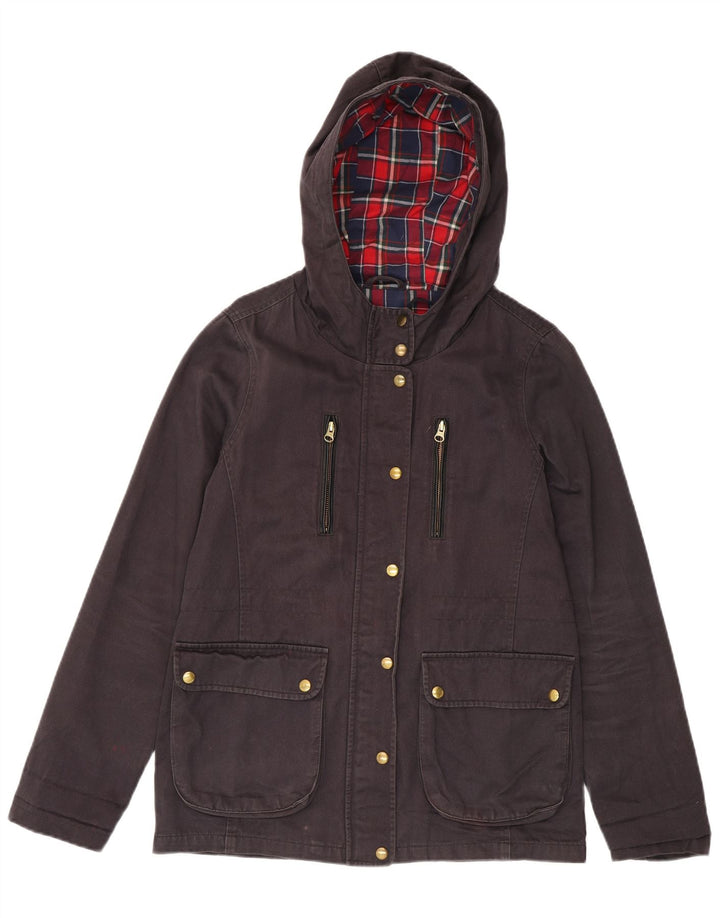 Topshop Damen-Utility-Jacke mit Kapuze, UK 10, Größe S, Schwarz, Baumwolle