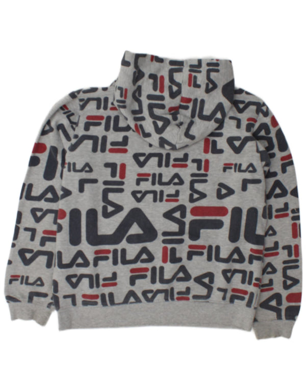Fila Jungen-Pullover mit grafischem Kapuzenpullover, 15–16 Jahre, 2XL, graue Baumwolle