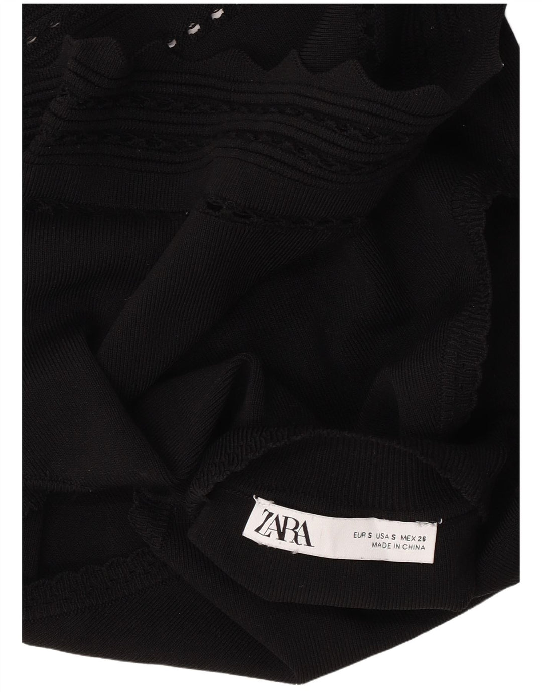 Zara Damen Crop Vest Tank Top UK 8 Small Schwarz