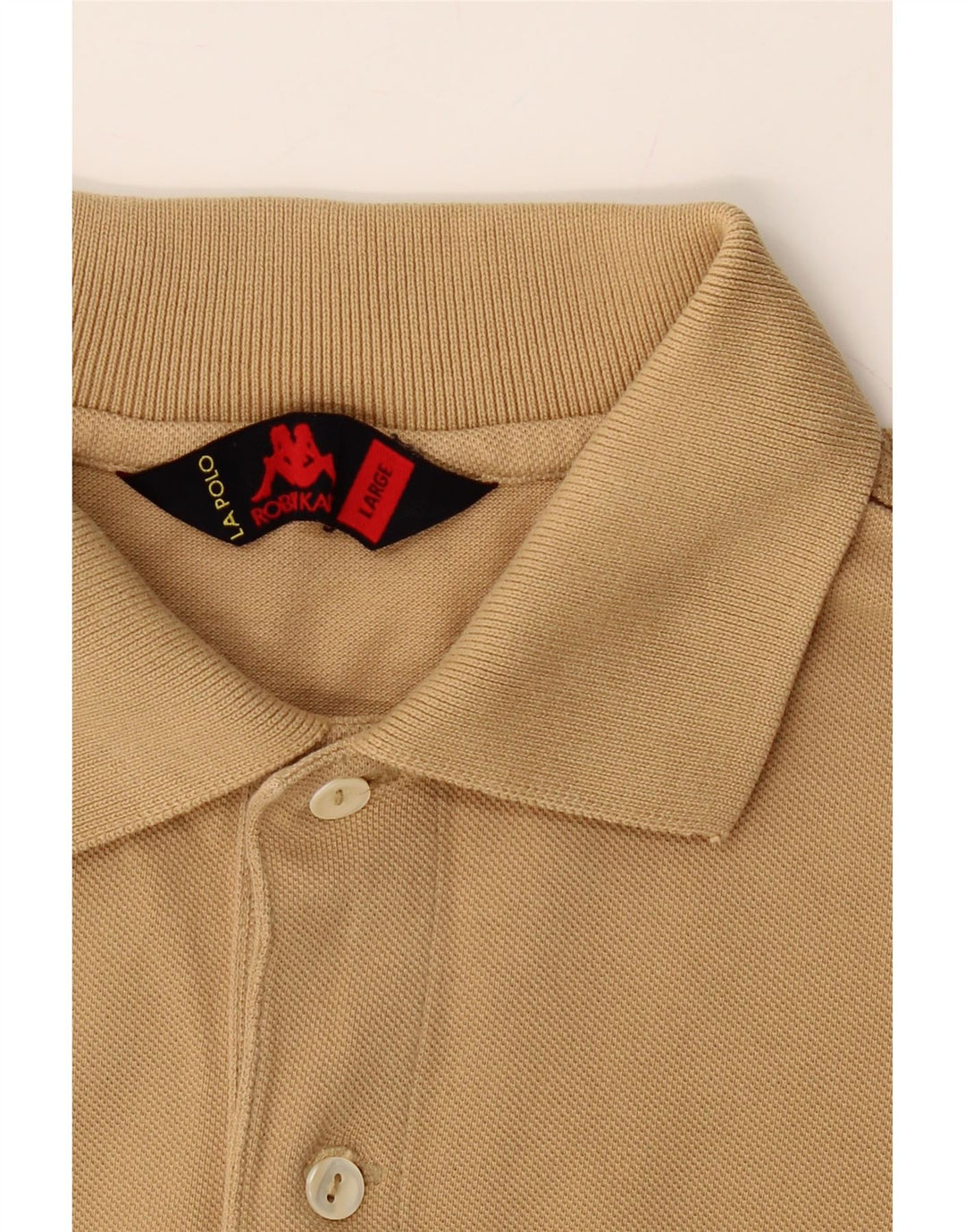 KAPPA Mens Long Sleeve Polo Shirt Large Beige Cotton Vintage Kappa and Second-Hand Kappa from Messina Hembry 