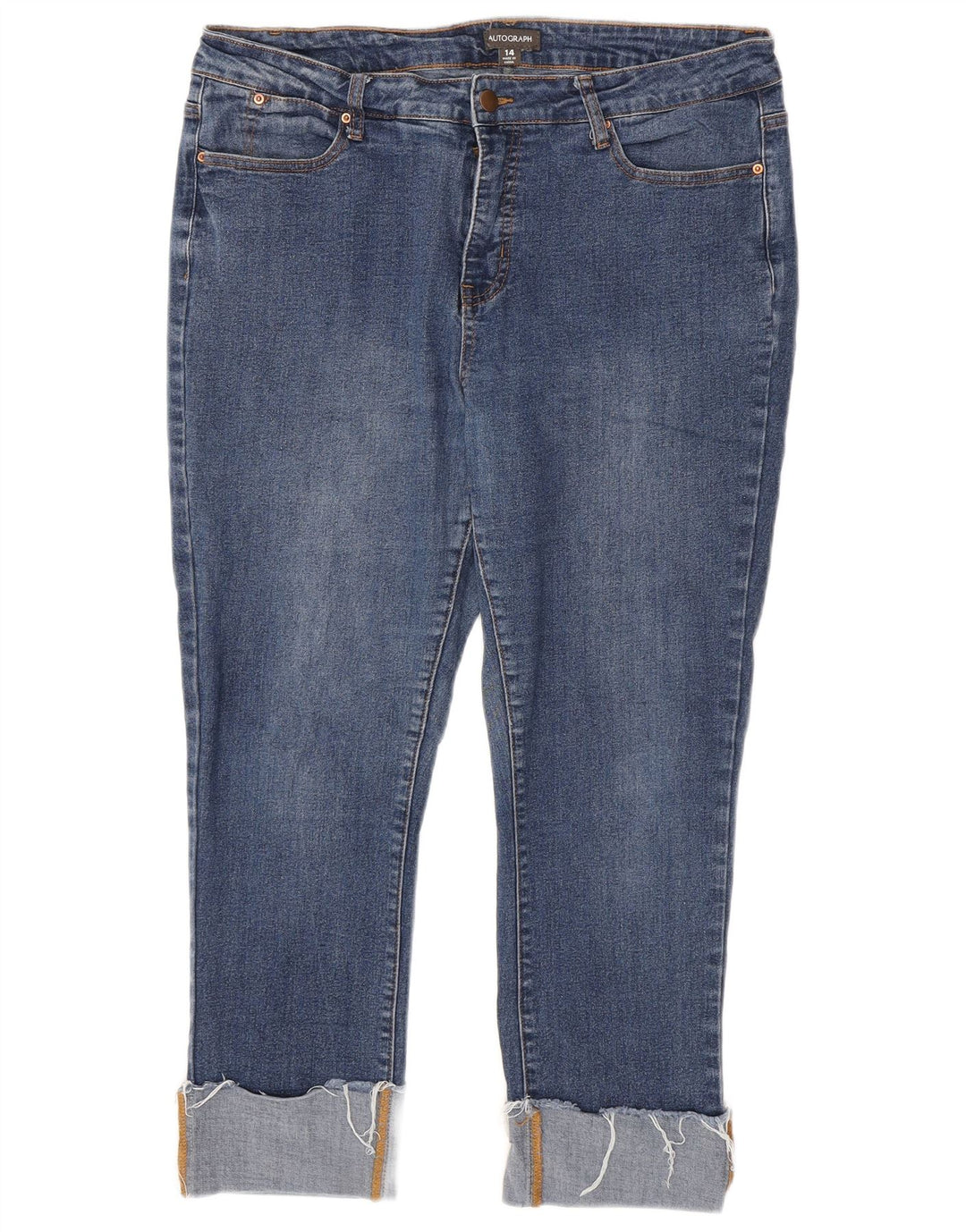 Marks & Spencer Damen Autograph Cropped Jeans UK 14 Large W34 L24 Blau