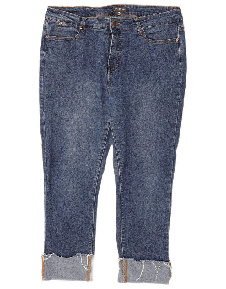 Marks & Spencer Damen Autograph Cropped Jeans UK 14 Large W34 L24 Blau