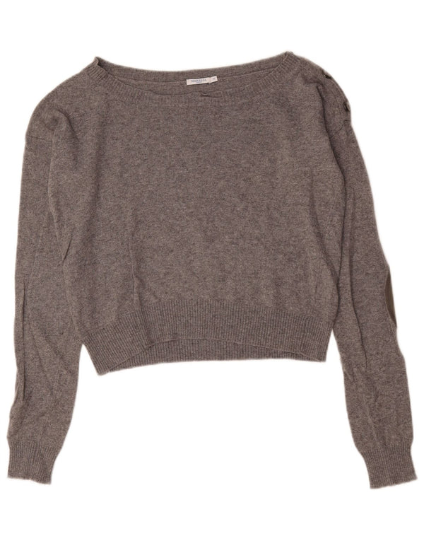 Marella Damen Crop Pullover mit U-Boot-Ausschnitt, UK 14, mittelgraue Viskose