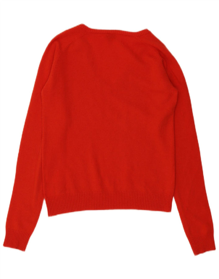 Calvin Klein Damen-Pullover mit V-Ausschnitt, UK 16, Größe L, roter Kaschmir