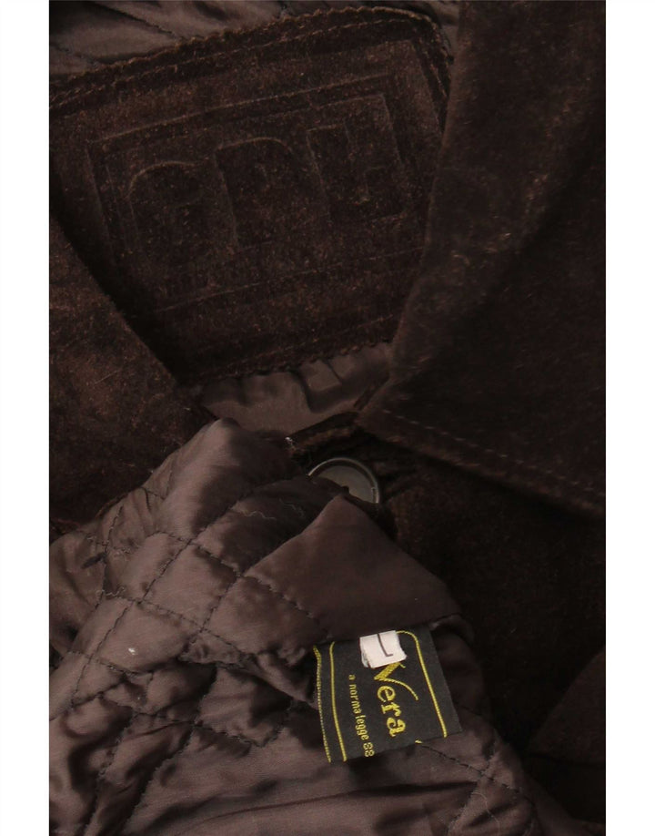 Vintage Herren-Windbreaker-Mantel aus Wildleder, Größe 40, großes braunes Leder