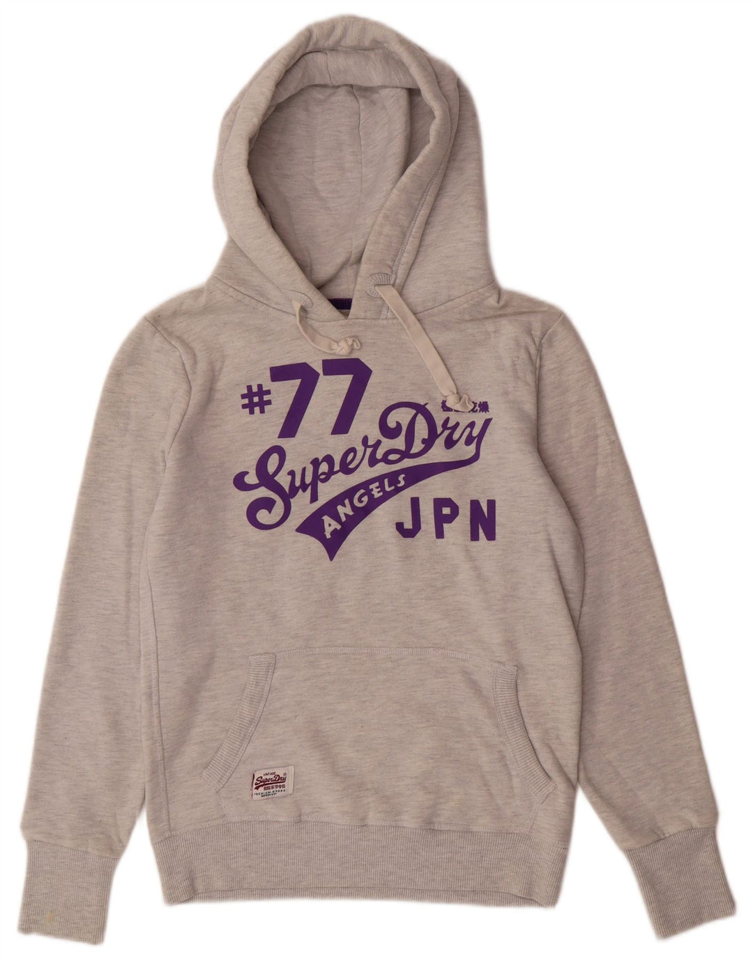 Superdry Graphic Hoodie-Pullover für Damen, UK 12, mittelgraue Baumwolle