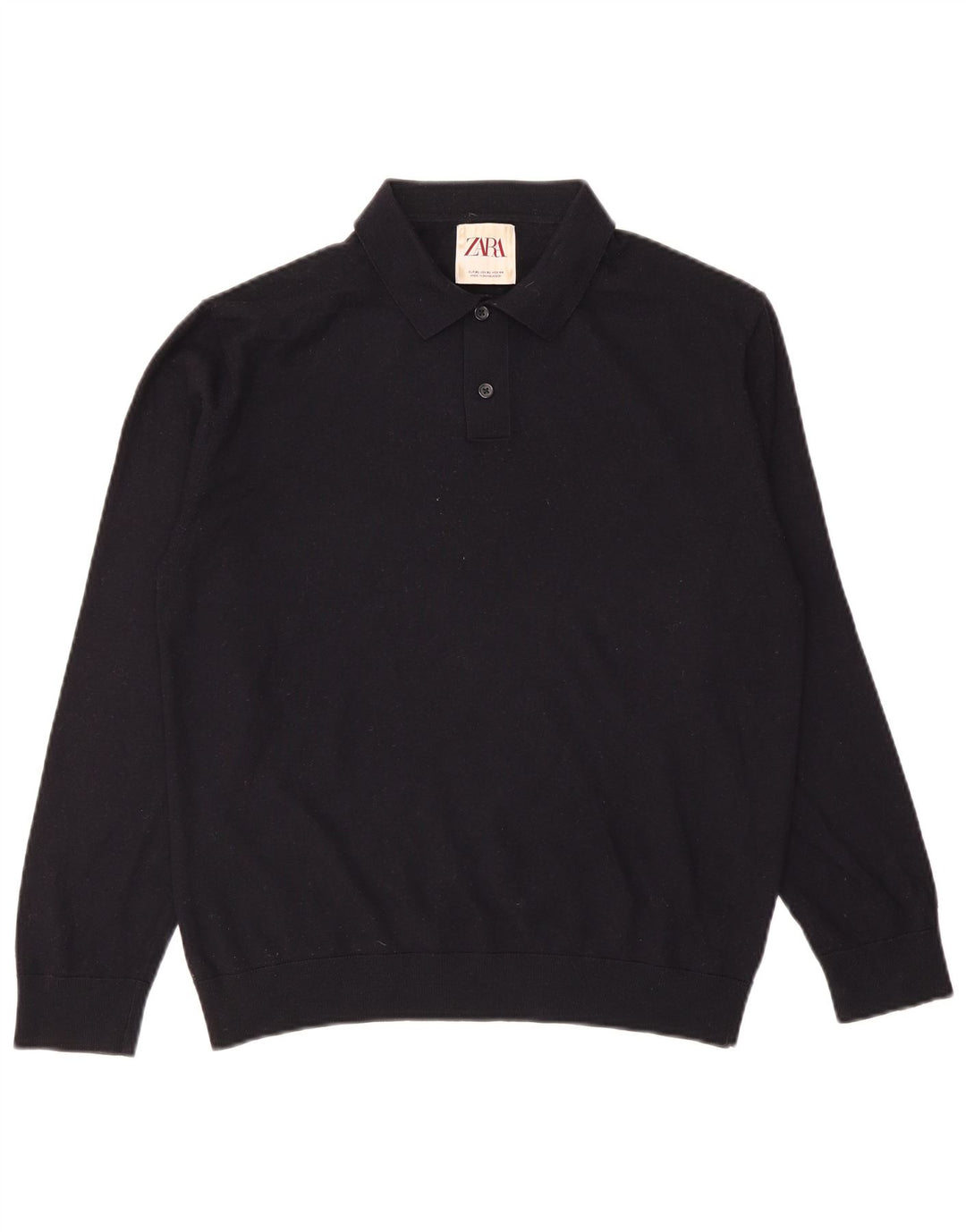 Zara Herren-Pullover mit Rollkragen, XL, marineblaue Wolle