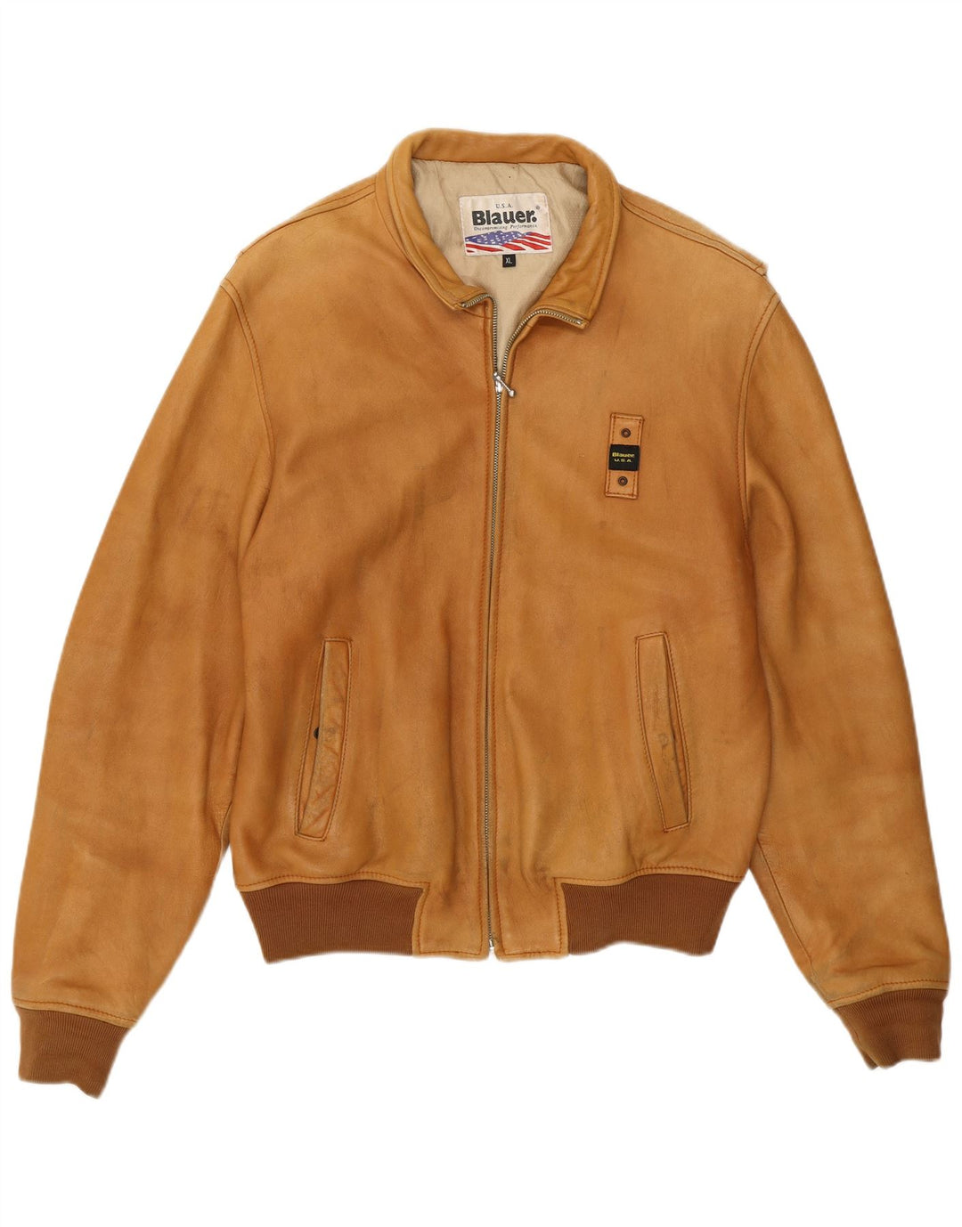 Blauer Damen Leder Bomberjacke UK 18 XL Braunes Leder