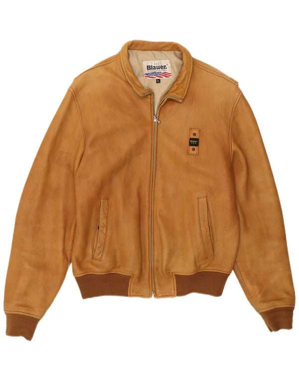 Blauer Damen Leder Bomberjacke UK 18 XL Braunes Leder
