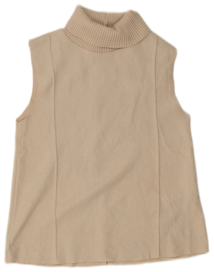 Zara Damen-Weste mit Rollkragen, Gr. 10, Größe S, Beige, Polyester