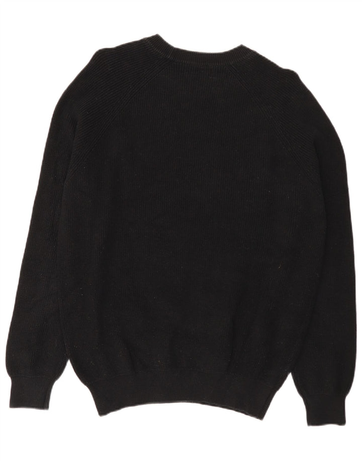 Zara Herren-Pullover mit U-Boot-Ausschnitt, Größe S, schwarze Baumwolle