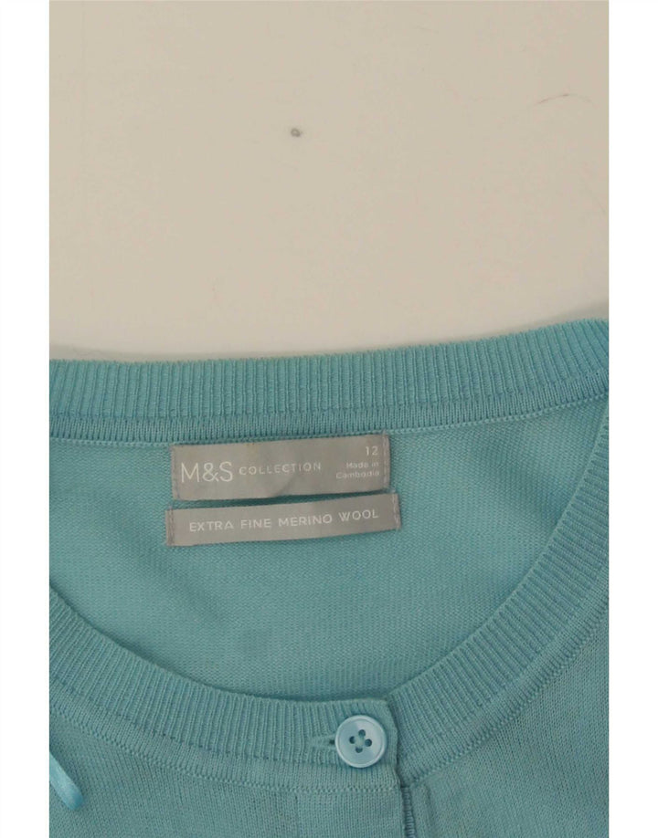 Marks & Spencer Damen-Cardigan-Pullover UK 12 Mitteltürkisfarbene Merinowolle